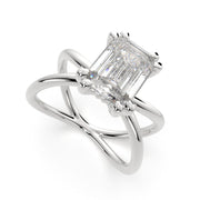 Tatiana Emerald Cut Solitaire Split Shank Engagement Ring Setting - Nivetta